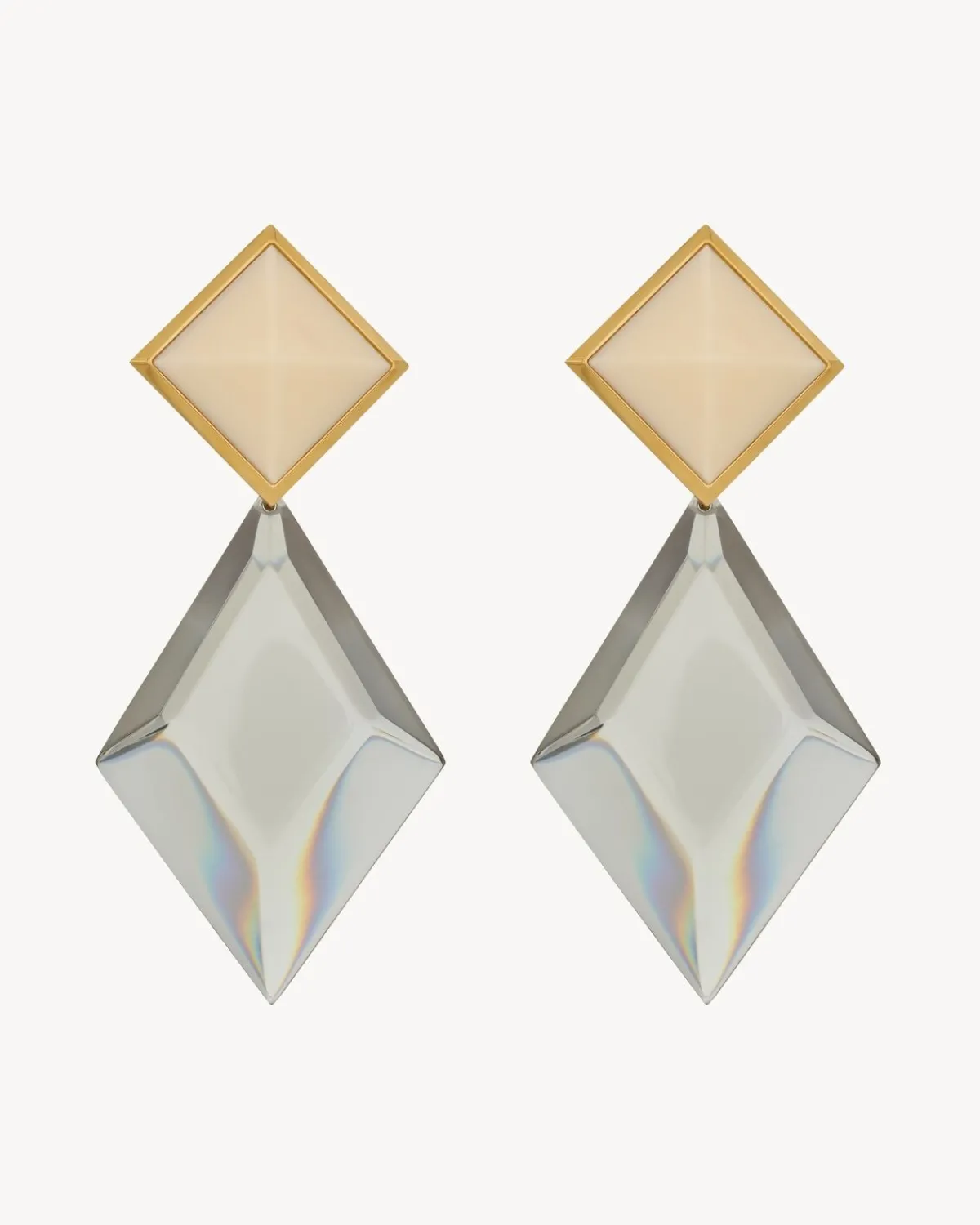 Saint Laurent Earrings And Necklaces-pyramid earrings in resin and metal MILKYIVORY,TRANSPARENTANDGOLD