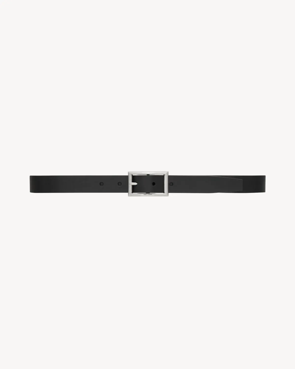 Saint Laurent Belts-rectangular buckle belt in vegetable-tanned leather BLACK