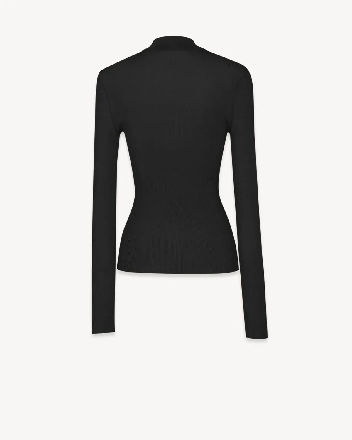 Saint Laurent Knitwear-Ribbed Sweater Cassandre in Silk BLACK