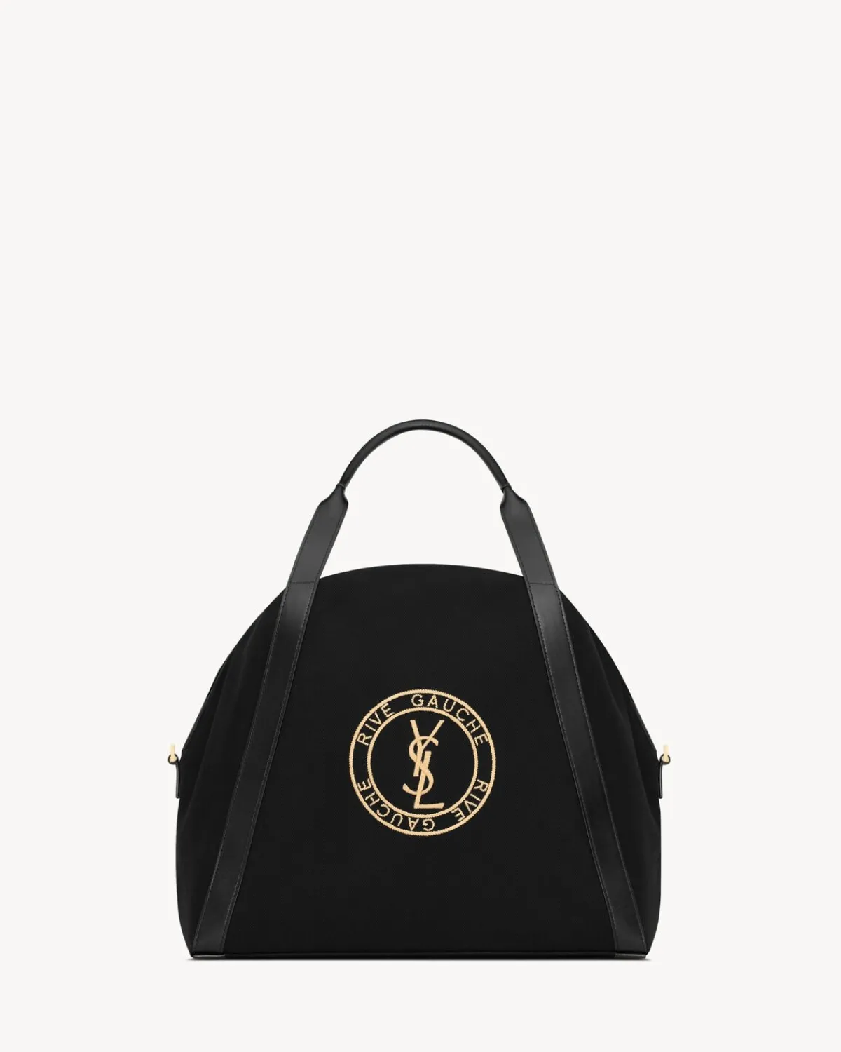 Saint Laurent Totes-RIVE GAUCHE bowling tote in canvas BLACKANDGOLD