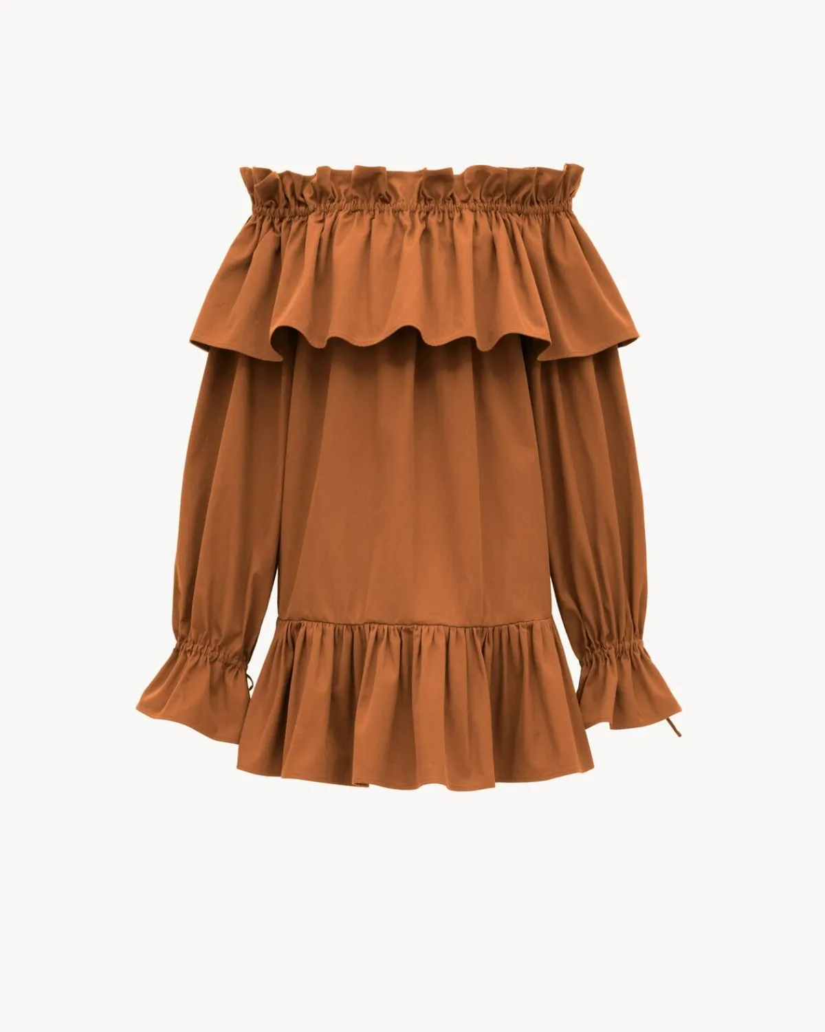 Saint Laurent Dresses And Skirts-ruffled dress in cotton twill BEIGEFONCE