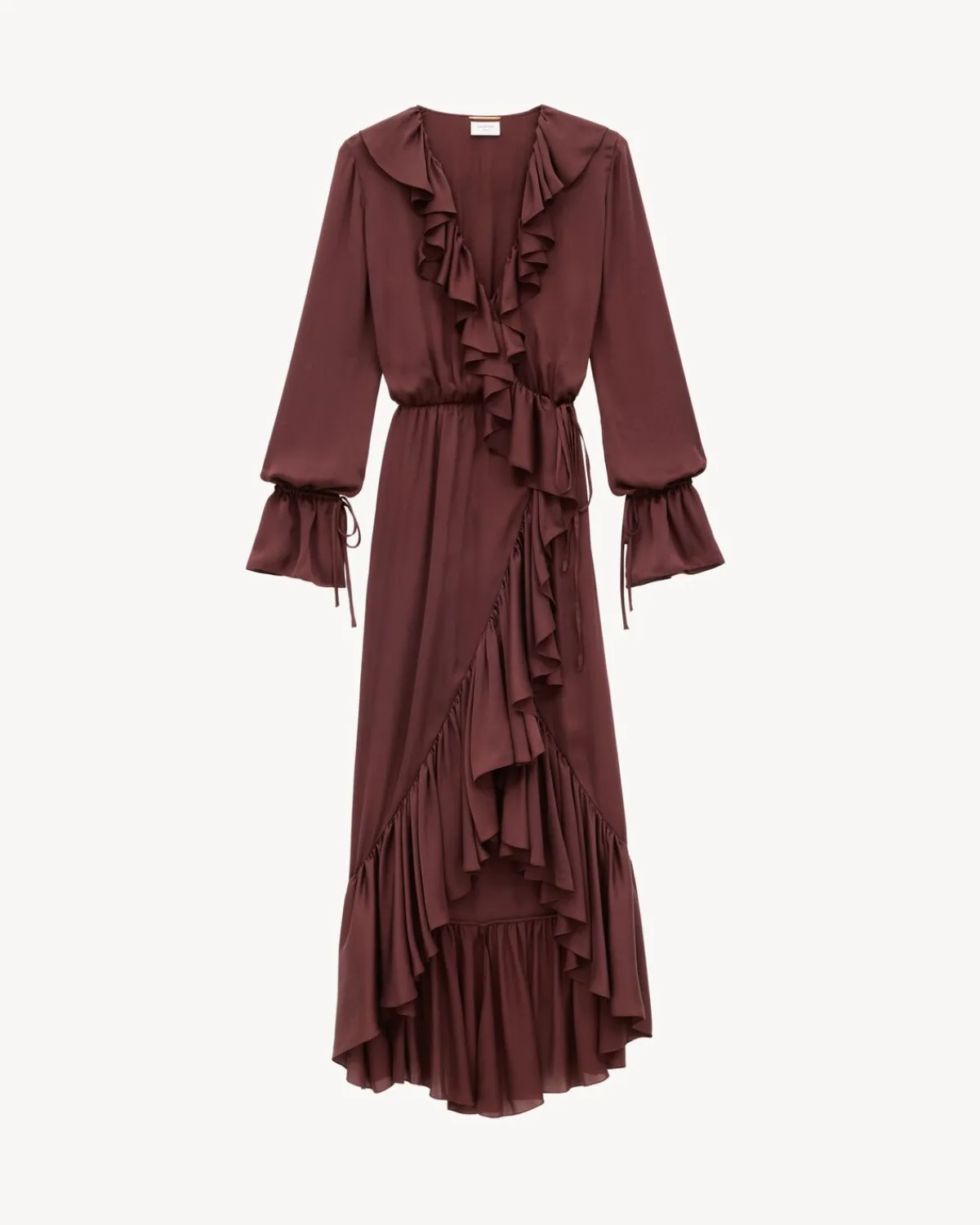 Saint Laurent Dresses And Skirts-ruffled dress in silk charmeuse BORDEAUX