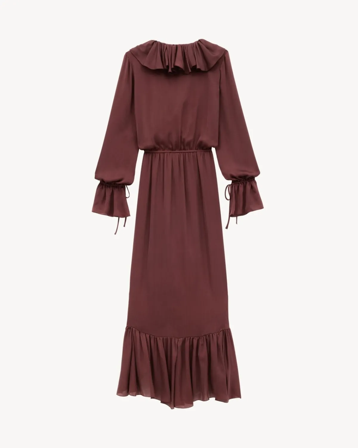 Saint Laurent Dresses And Skirts-ruffled dress in silk charmeuse BORDEAUX