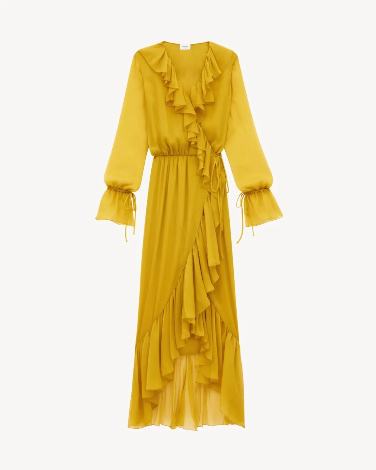 Saint Laurent Dresses And Skirts-ruffled dress in silk crepon muslin JAUNE