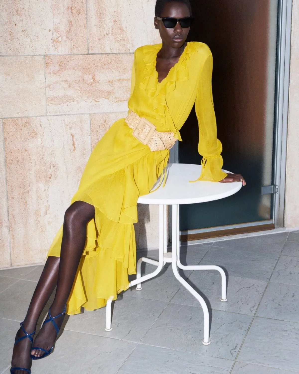 Saint Laurent Dresses And Skirts-ruffled dress in silk crepon muslin JAUNE