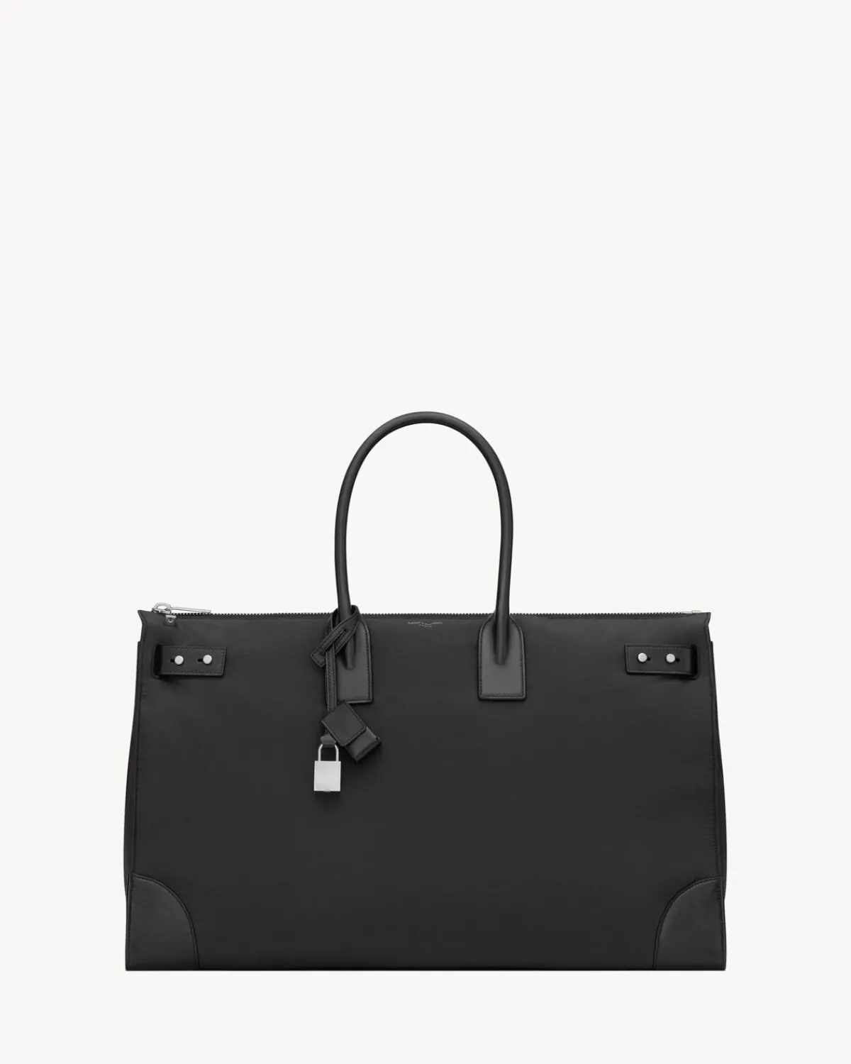 Saint Laurent Travel Bags-SAC DE JOUR 48H duffel in nylon and leather BLACK