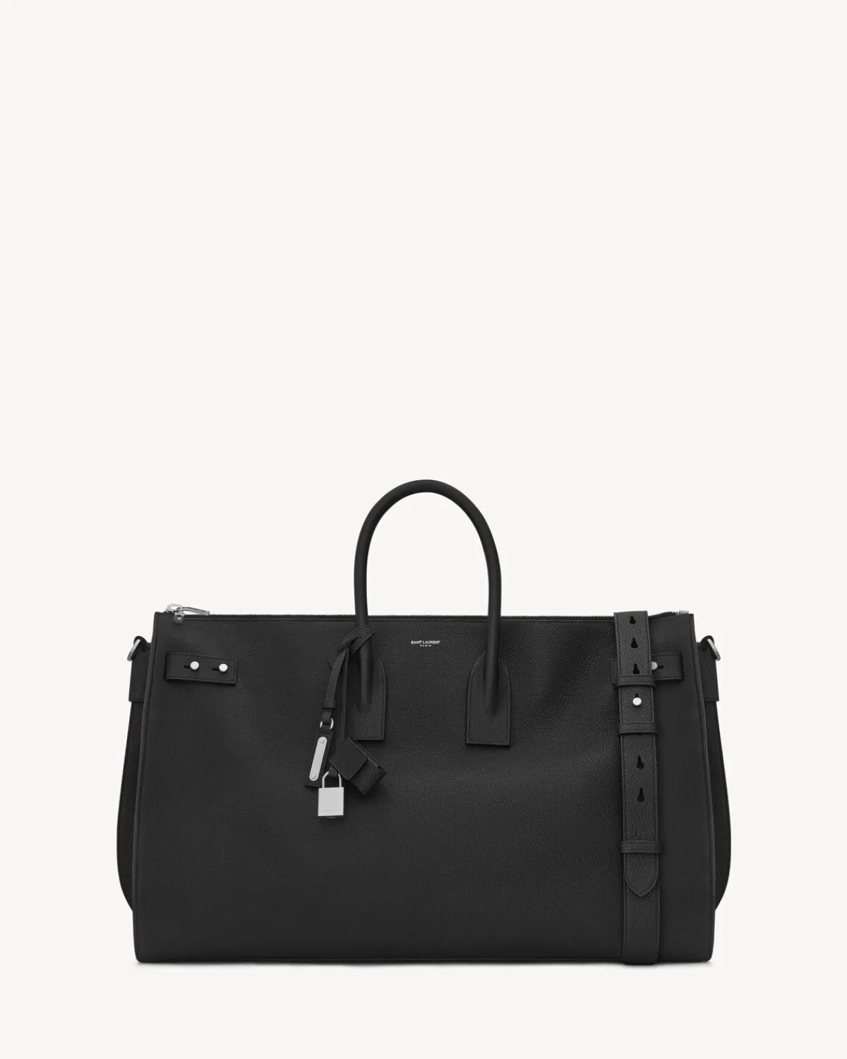 Saint Laurent Travel Bags-sac de jour 48h duffle bag in grained leather BLACK