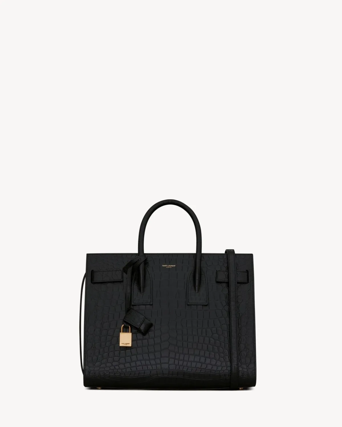 Saint Laurent Top Handles-SAC DE JOUR IN EMBOSSED CROCODILE LEATHER - SMALL BLACK