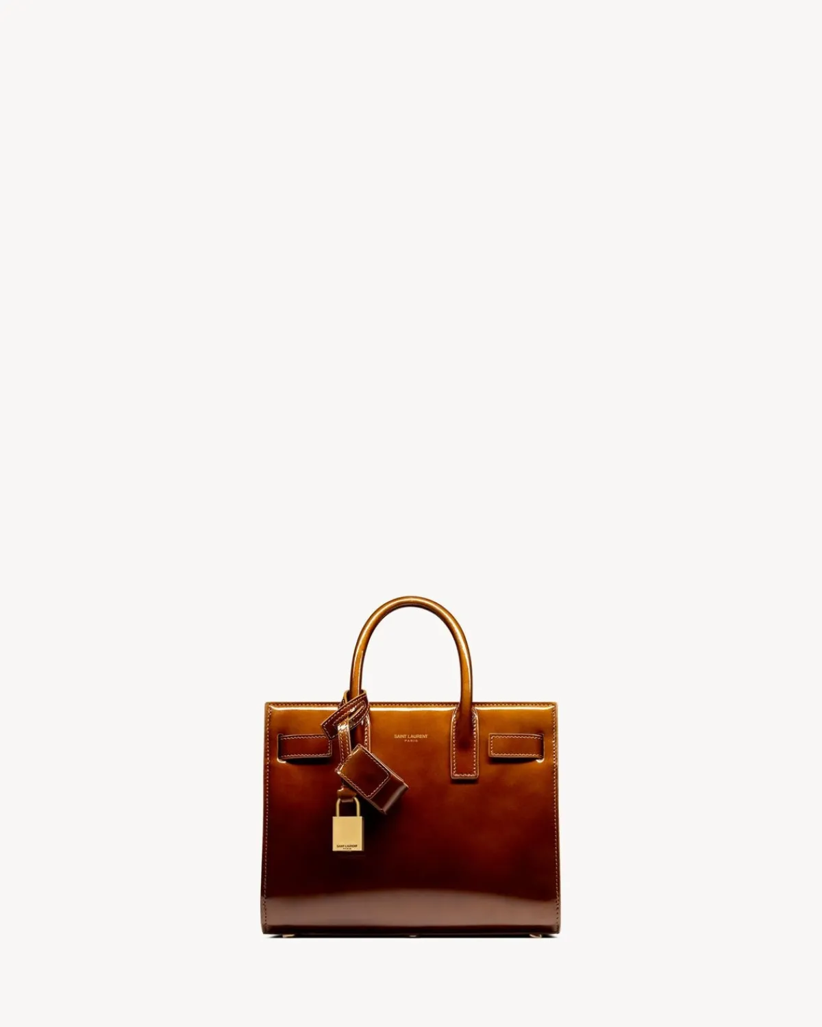 Saint Laurent Top Handles-SAC DE JOUR in patent leather - NANO CHATAIGNE