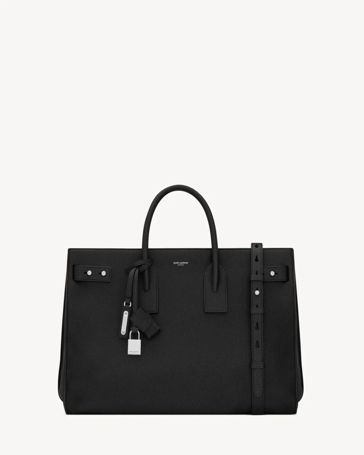 Saint Laurent Travel Bags-SAC DE JOUR thin large in grained leather BLACK