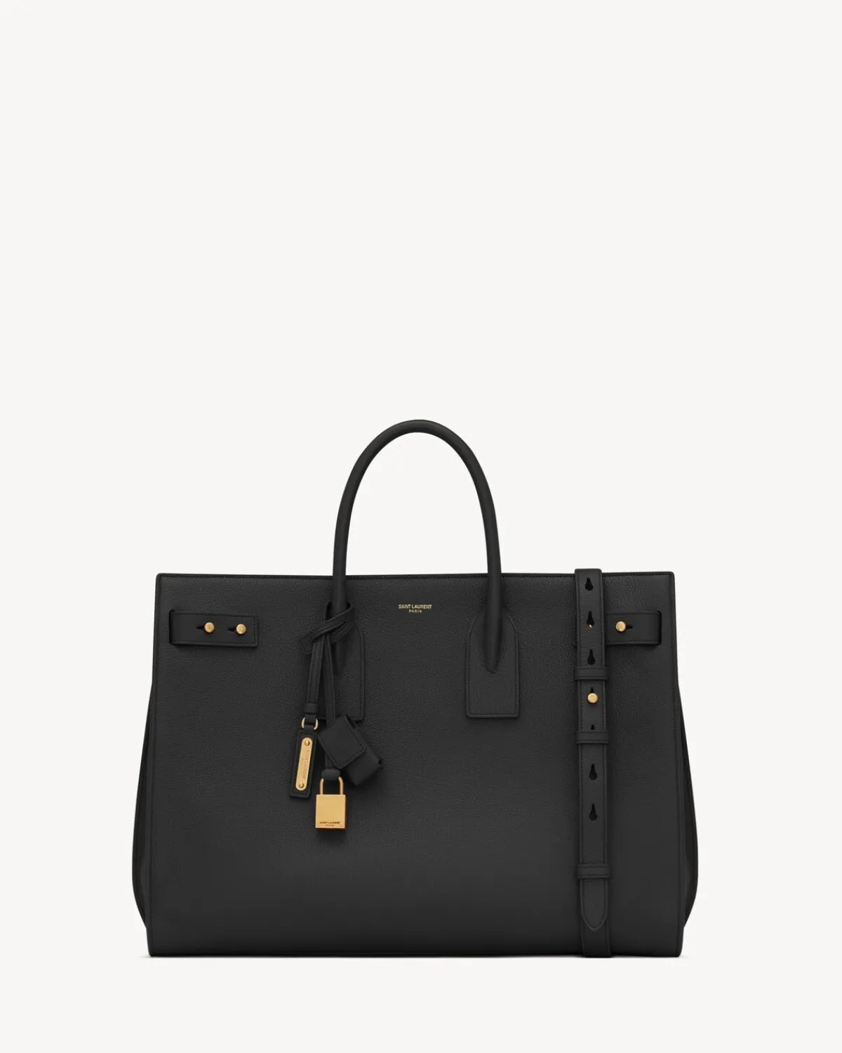 Saint Laurent Travel Bags-Sac de Jour thin large in grained leather NOIR