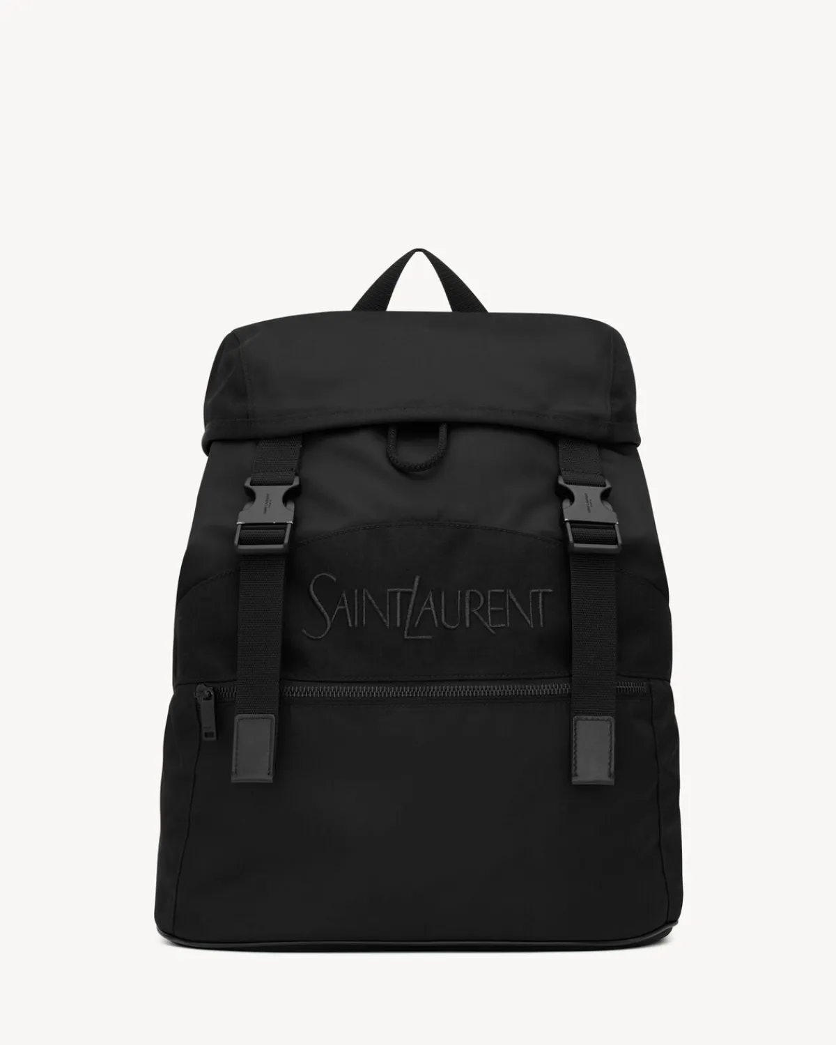 Saint Laurent Backpacks-backpack in ECONYL® and vegetable-tanned leather BLACK