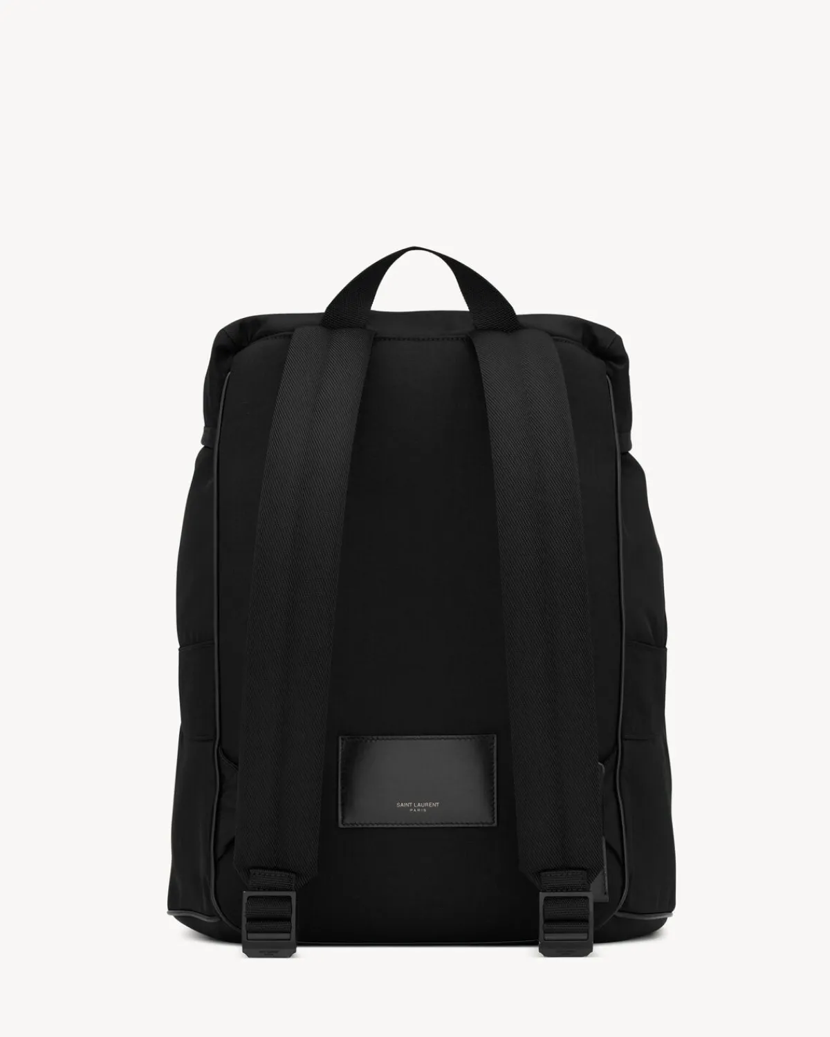 Saint Laurent Backpacks-backpack in ECONYL® and vegetable-tanned leather BLACK