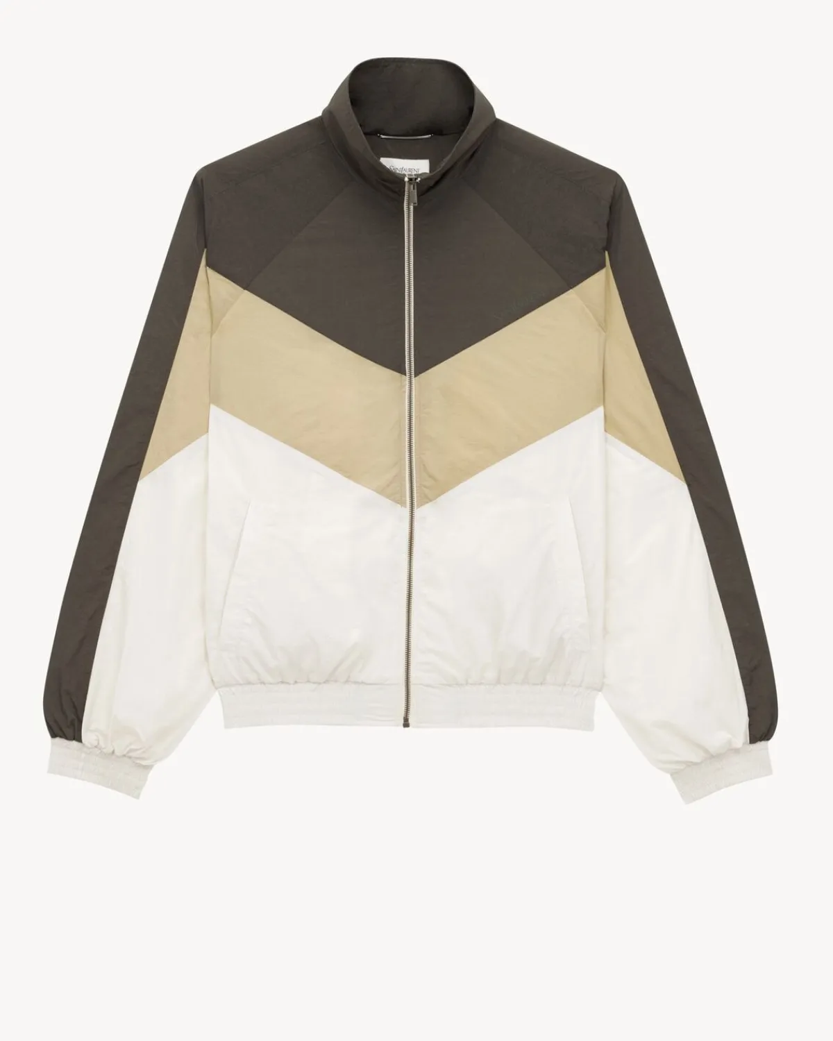 Saint Laurent Outerwear-blouson in crinkled nylon EBENEETBEIGE