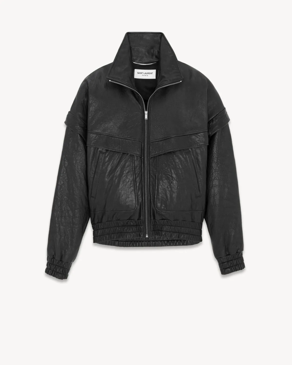 Saint Laurent Leather And Coats-bomber jacket in grained lambskin BLACK