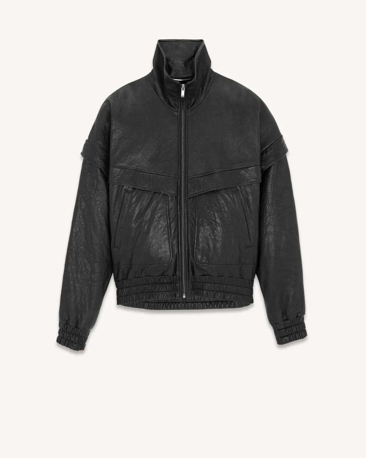 Saint Laurent Leather And Coats-bomber jacket in grained lambskin BLACK