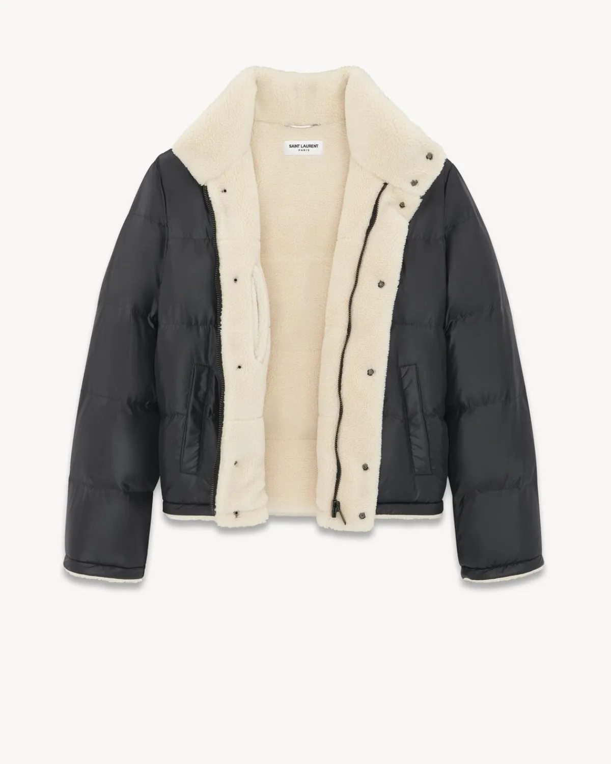 Saint Laurent Outerwear-Down Puffer Jacket in Nylon NOIRBRILLANT