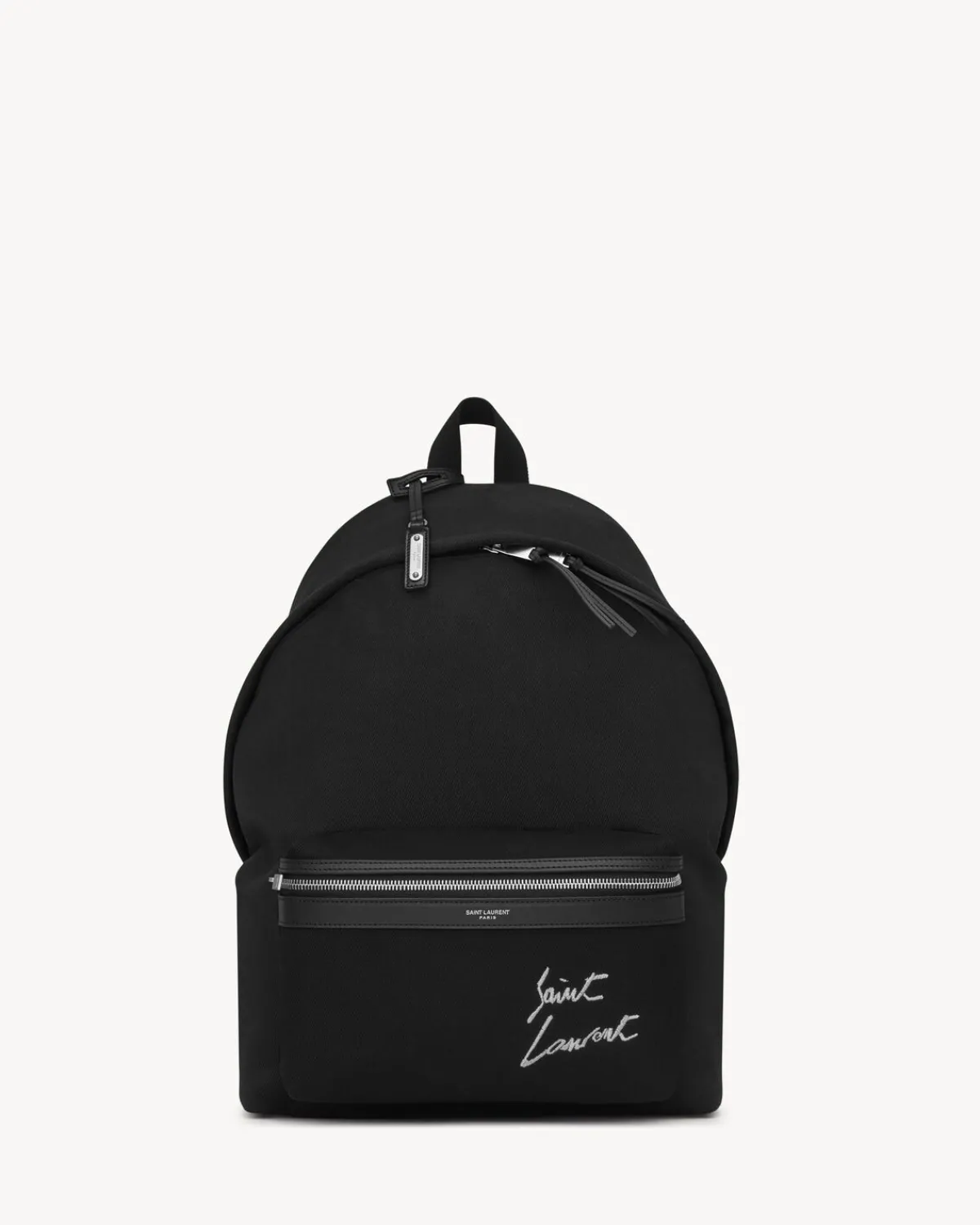 Saint Laurent Backpacks-embroidered city backpack in canvas BLACKANDWHITE