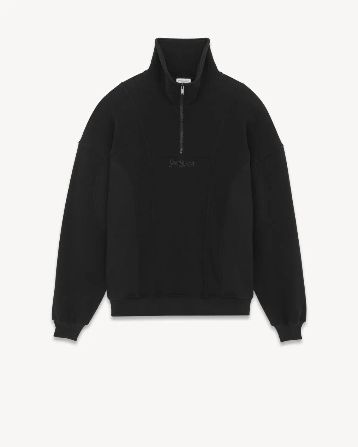 Saint Laurent Jersey-Half-Zip Sweatshirt BLACK