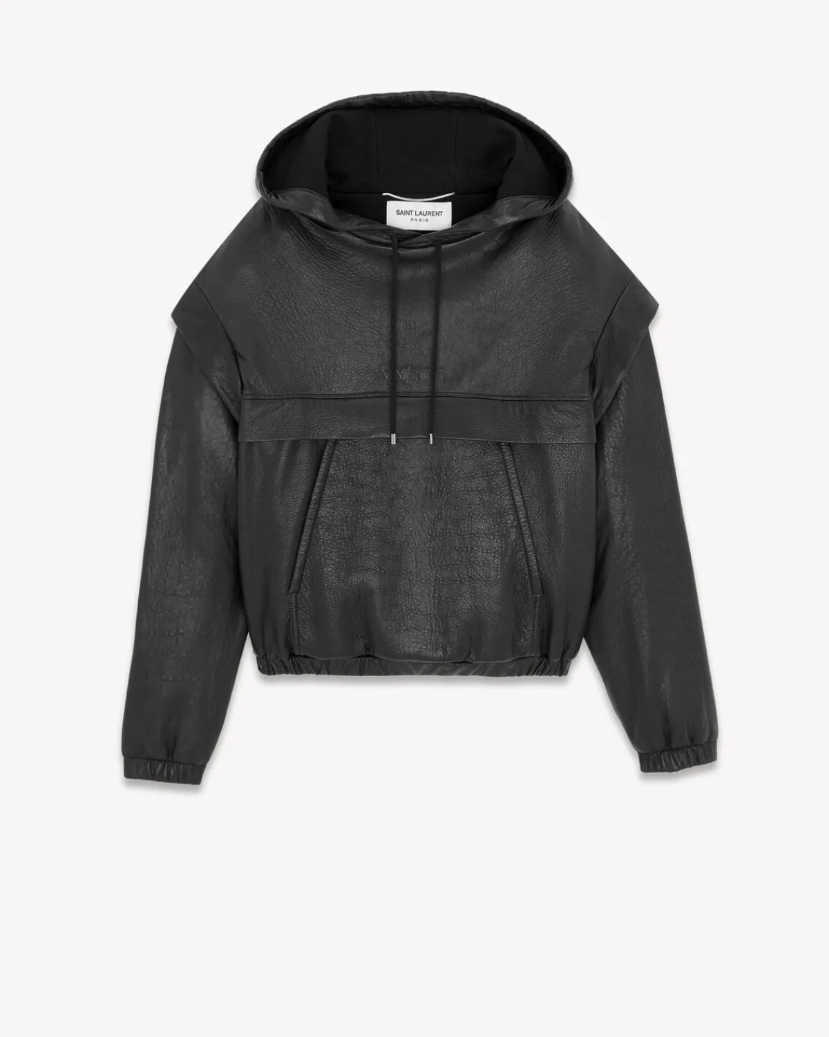 Saint Laurent Leather And Coats-hoodie in grained lambskin BLACK