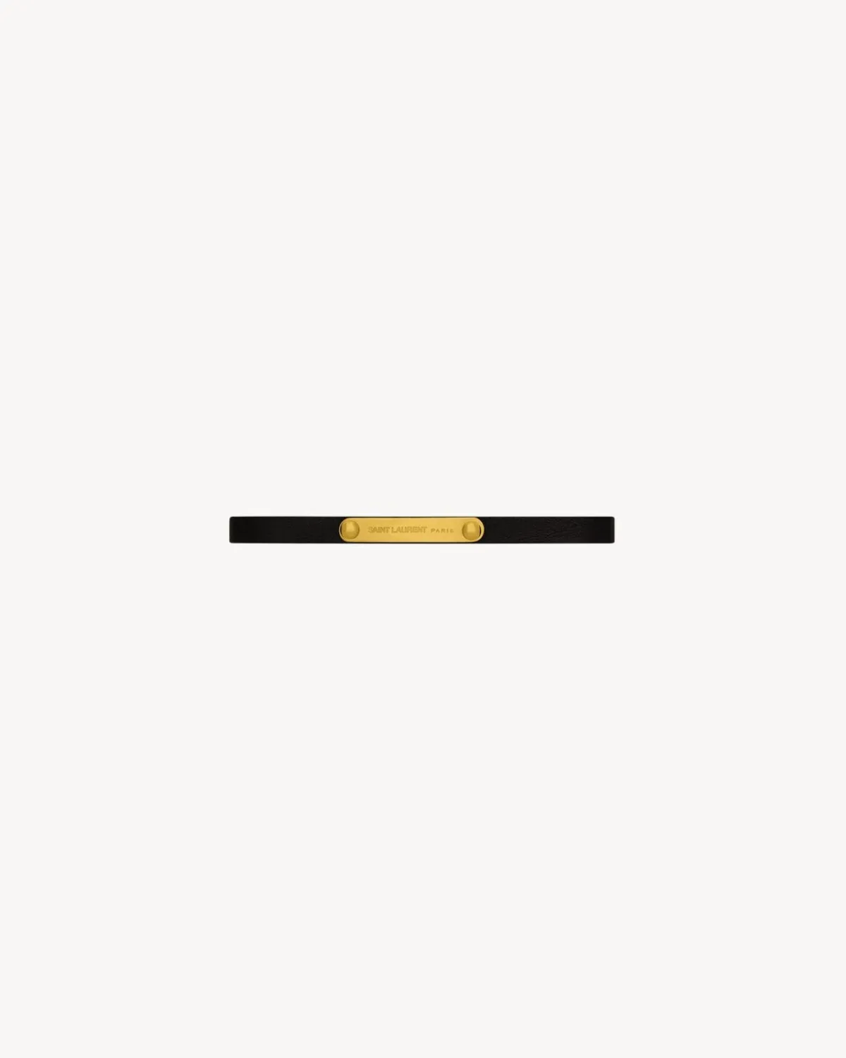 Saint Laurent Cuffs And Bracelets | Jewelry-ID plaque bracelet in smooth leather and metal BLACK