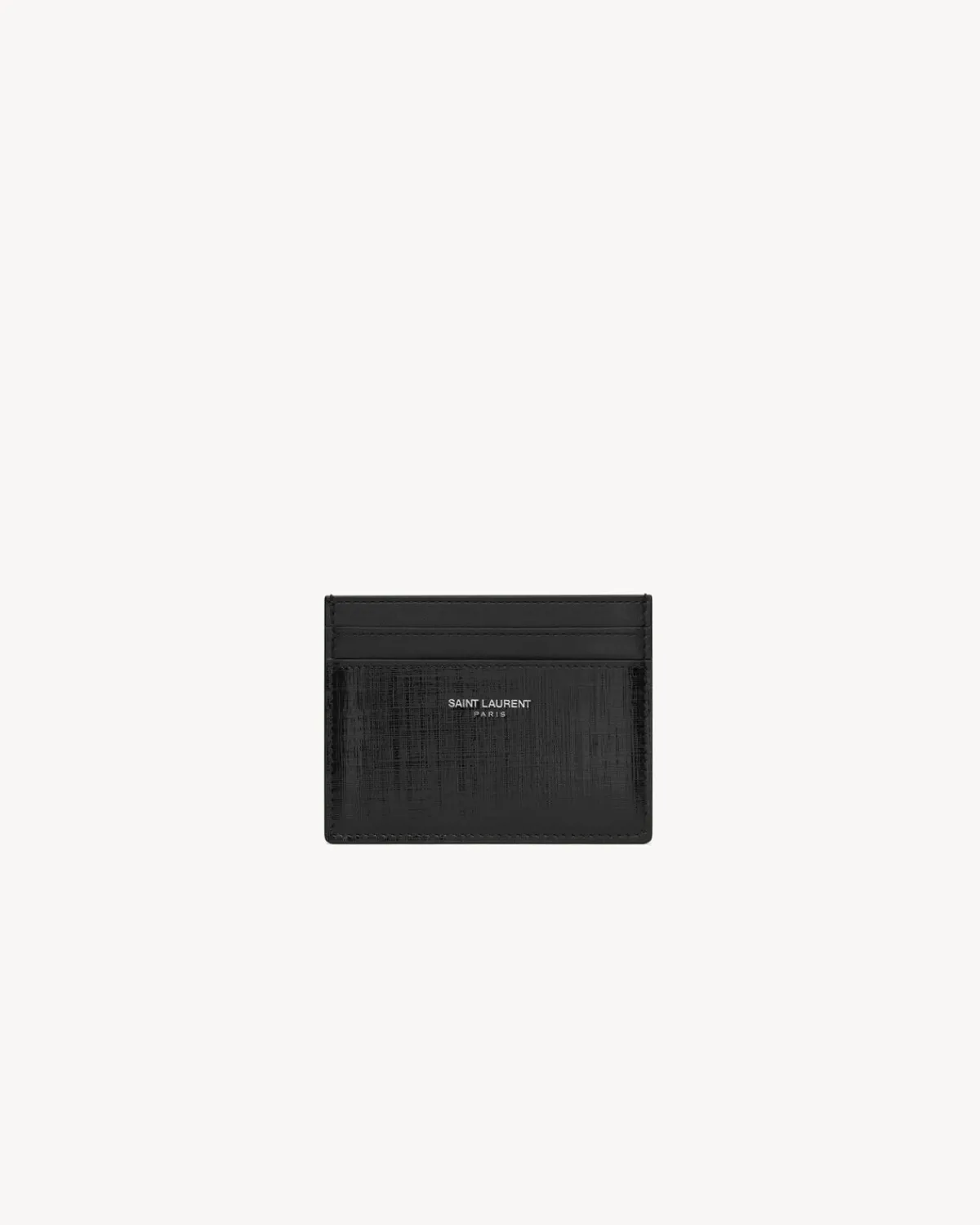 Saint Laurent Card Cases-PARIS card case in grid leather BLACK