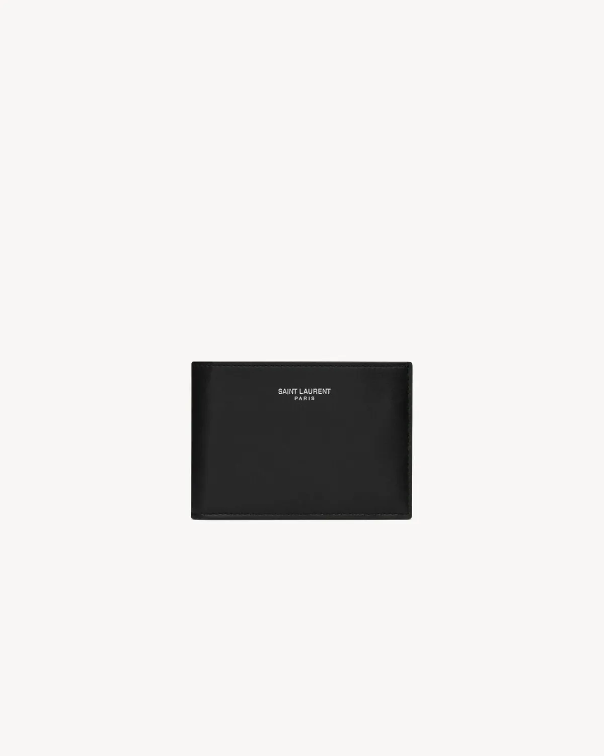 Saint Laurent Card Cases-PARIS compact card case in smooth leather BLACKANDCREMASOFT