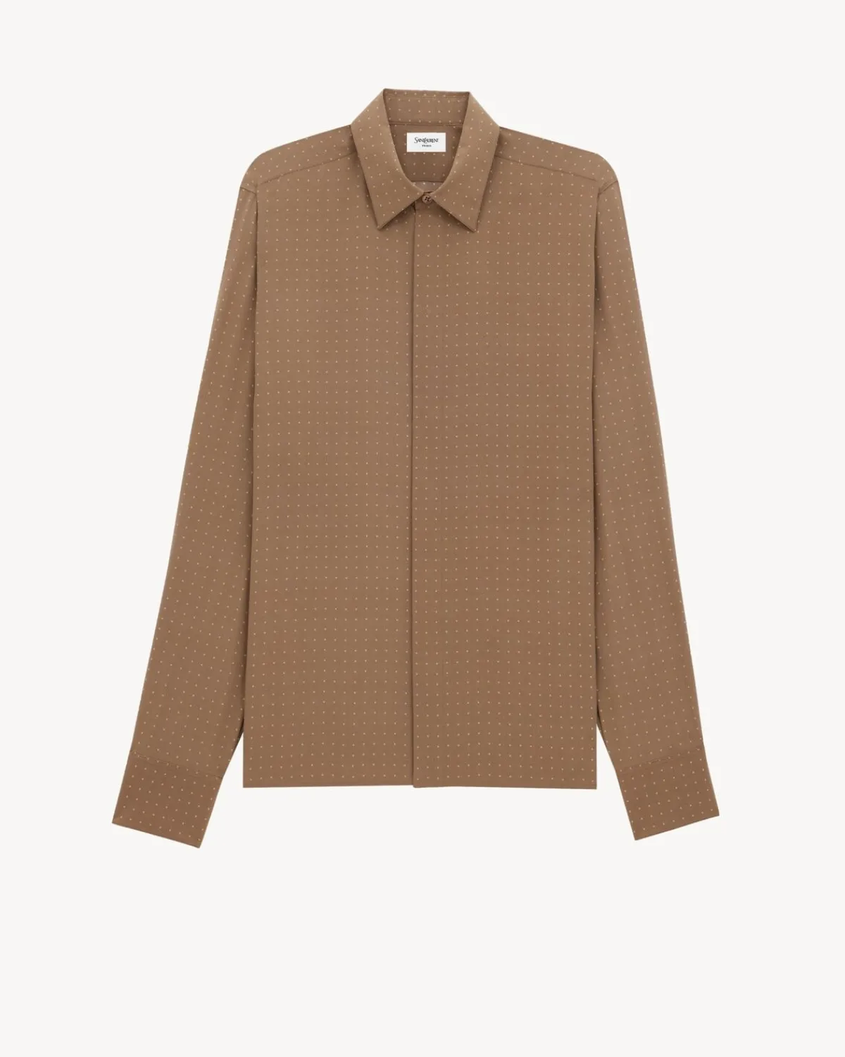 Saint Laurent Shirts-shirt in dotted silk crepe de chine BEIGE