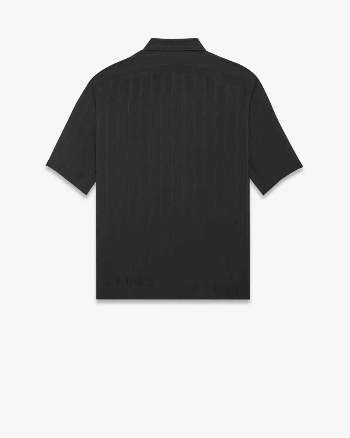 Saint Laurent Shirts-Shirt in Matte And Shiny Cassandre Striped Silk BLACK