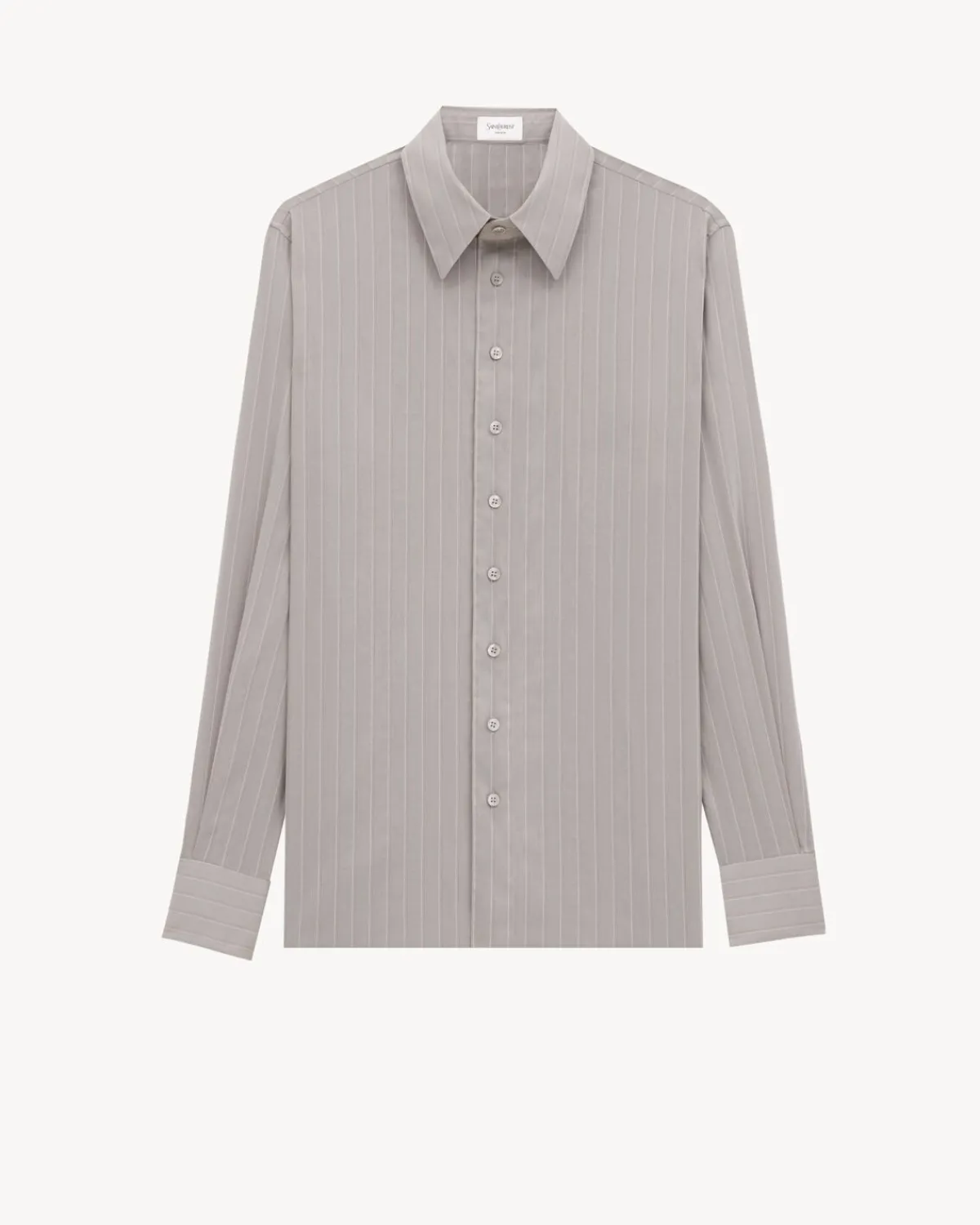 Saint Laurent Shirts-shirt in striped cotton and silk voile GRIS