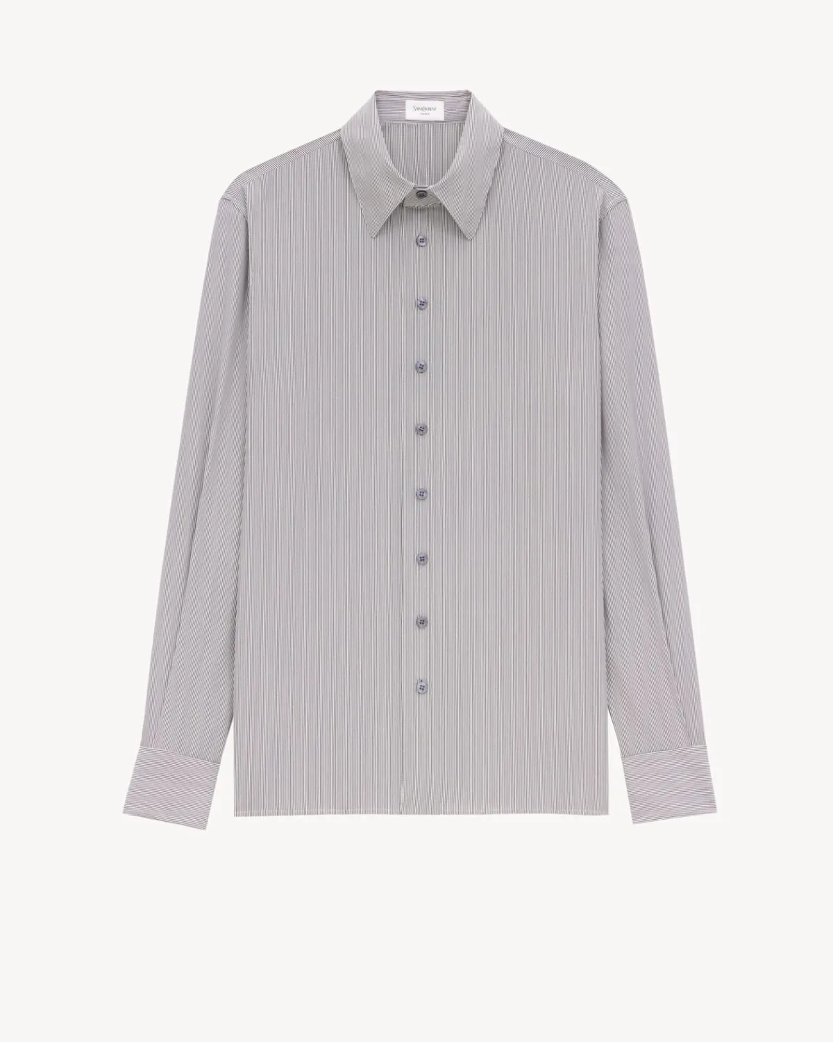 Saint Laurent Shirts-shirt in striped silk NOIRETCRAIE