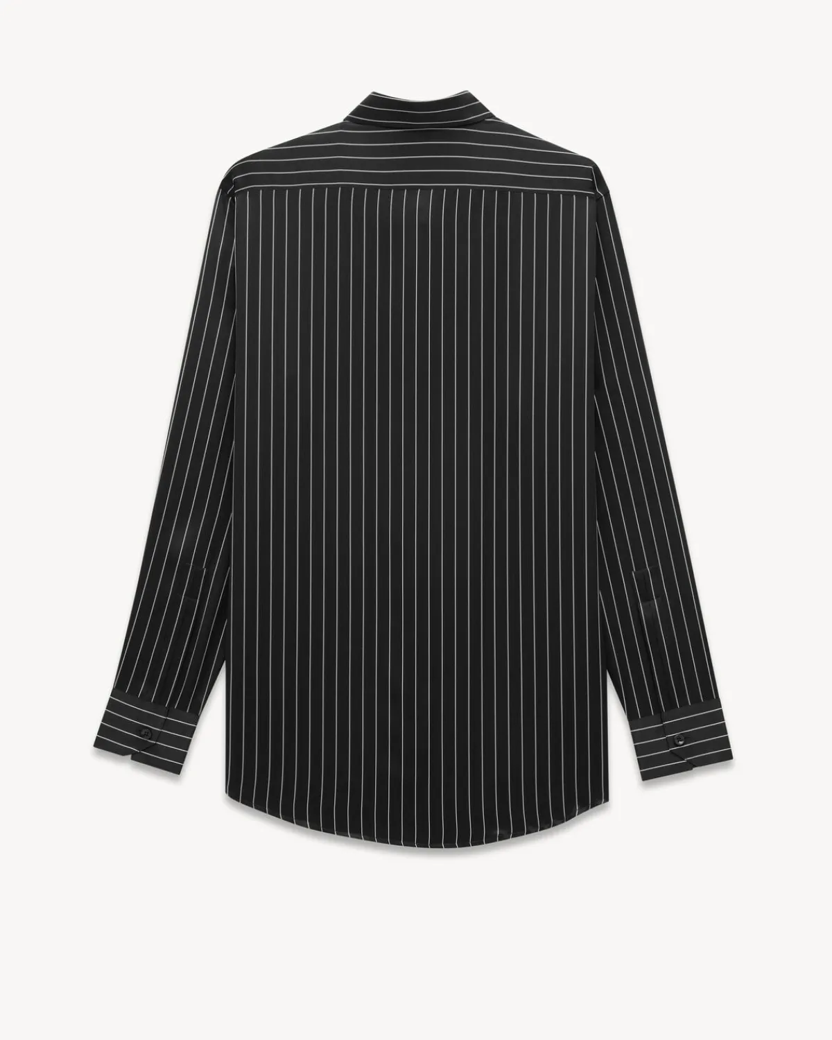 Saint Laurent Shirts-Shirt in Striped Silk Satin BLACKCRAIE