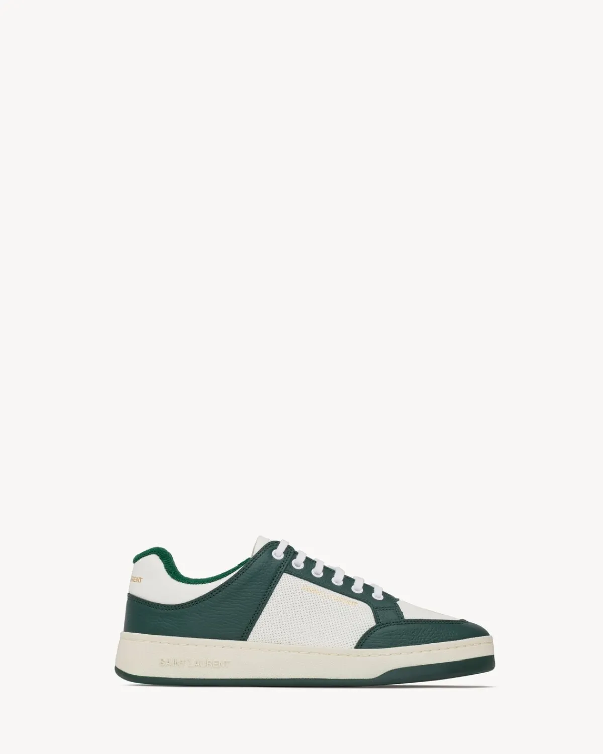 Saint Laurent Sneakers-SL/61 sneakers in perforated leather WHITEANDDARKGREEN