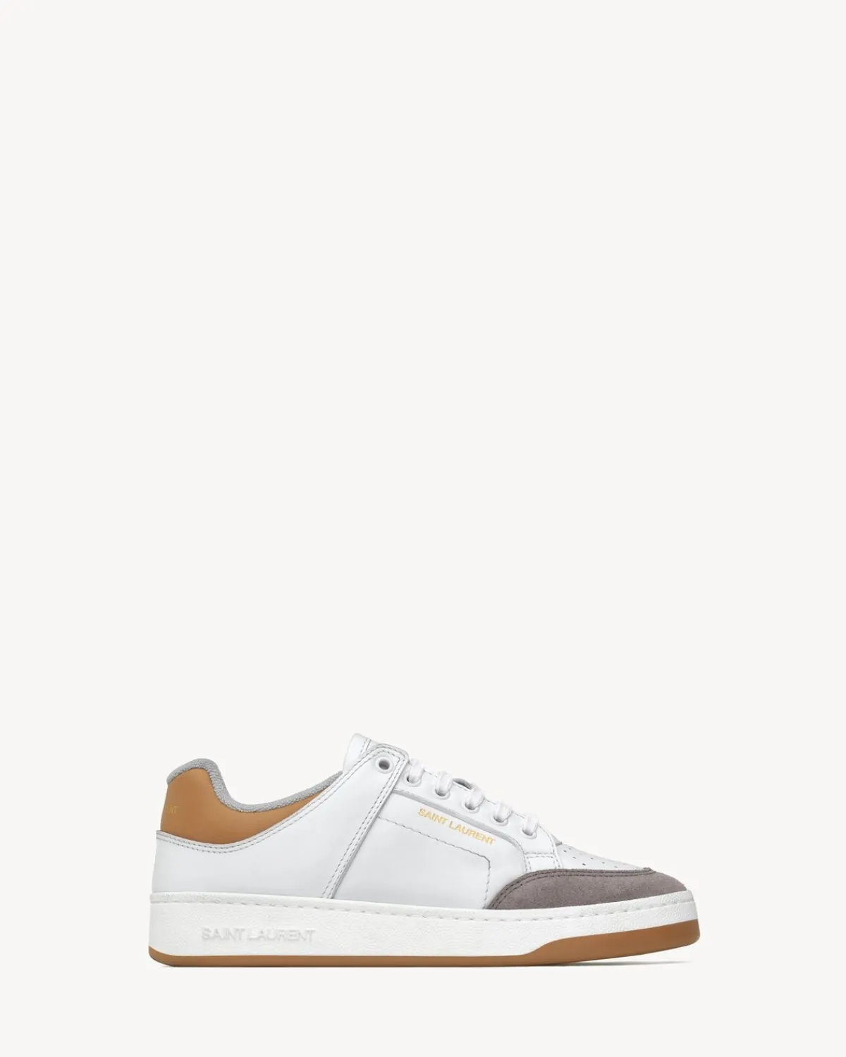 Saint Laurent Sneakers-SL/61 sneakers in smooth leather and suede WHITEANDBROWNGOLD