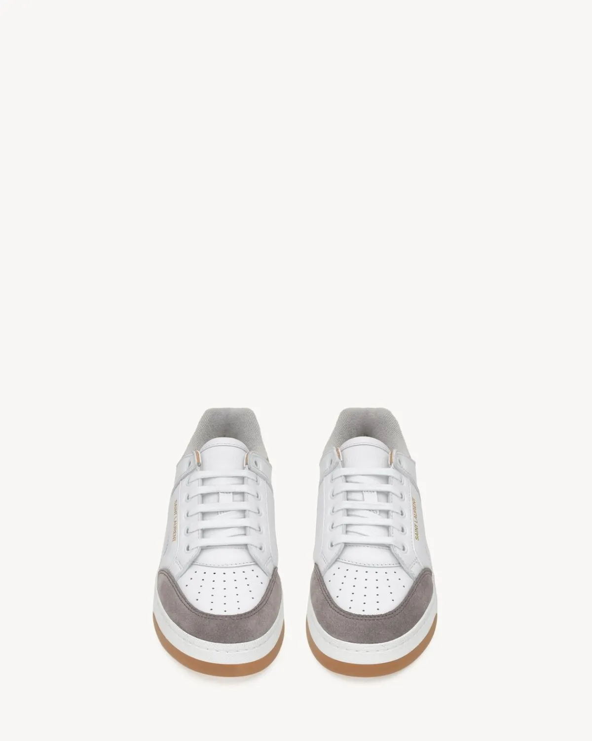 Saint Laurent Sneakers-SL/61 sneakers in smooth leather and suede WHITEANDBROWNGOLD