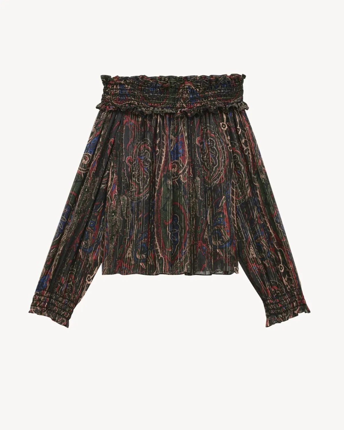 Saint Laurent Shirts And Tops-smocked blouse in lurex paisley silk MULTICOLORE