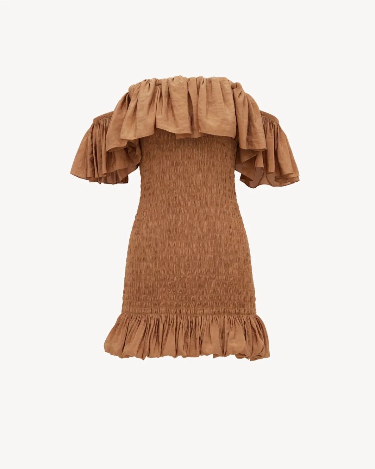 Saint Laurent Dresses And Skirts-smocked dress in canvas CARAMEL