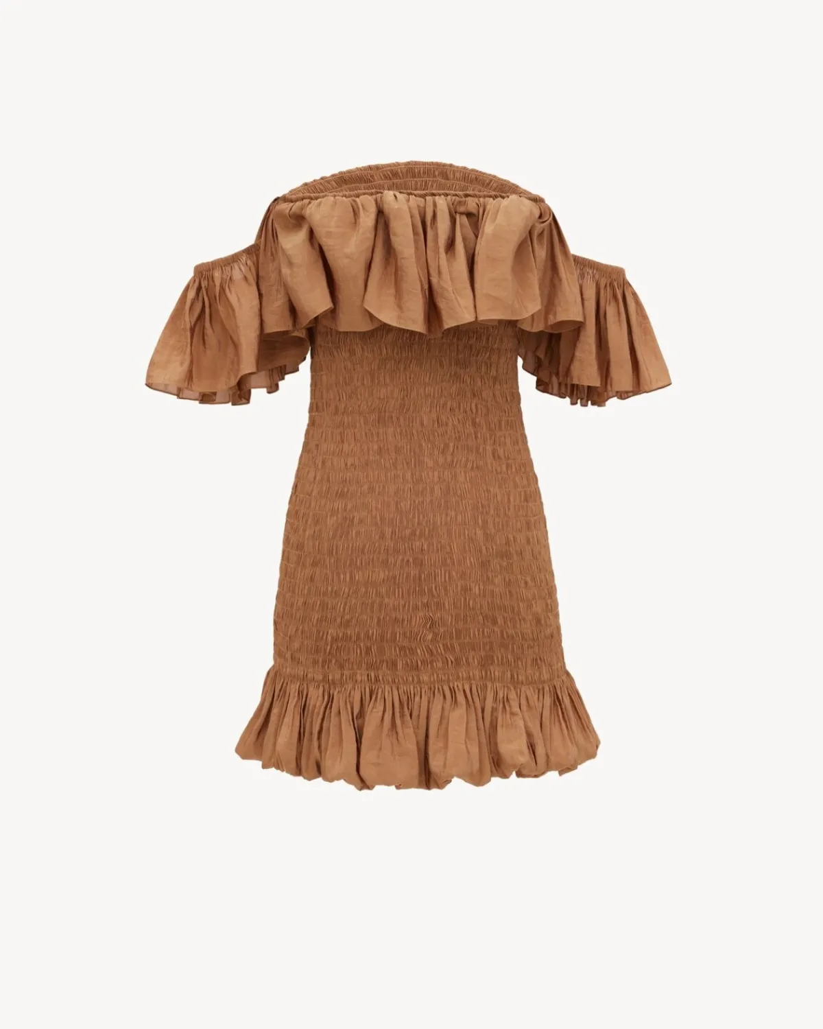 Saint Laurent Dresses And Skirts-smocked dress in canvas CARAMEL