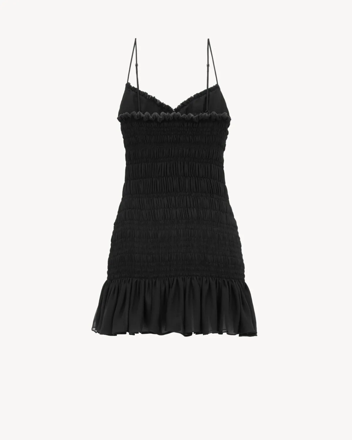 Saint Laurent Dresses And Skirts-smocked dress in silk muslin crepe NOIR