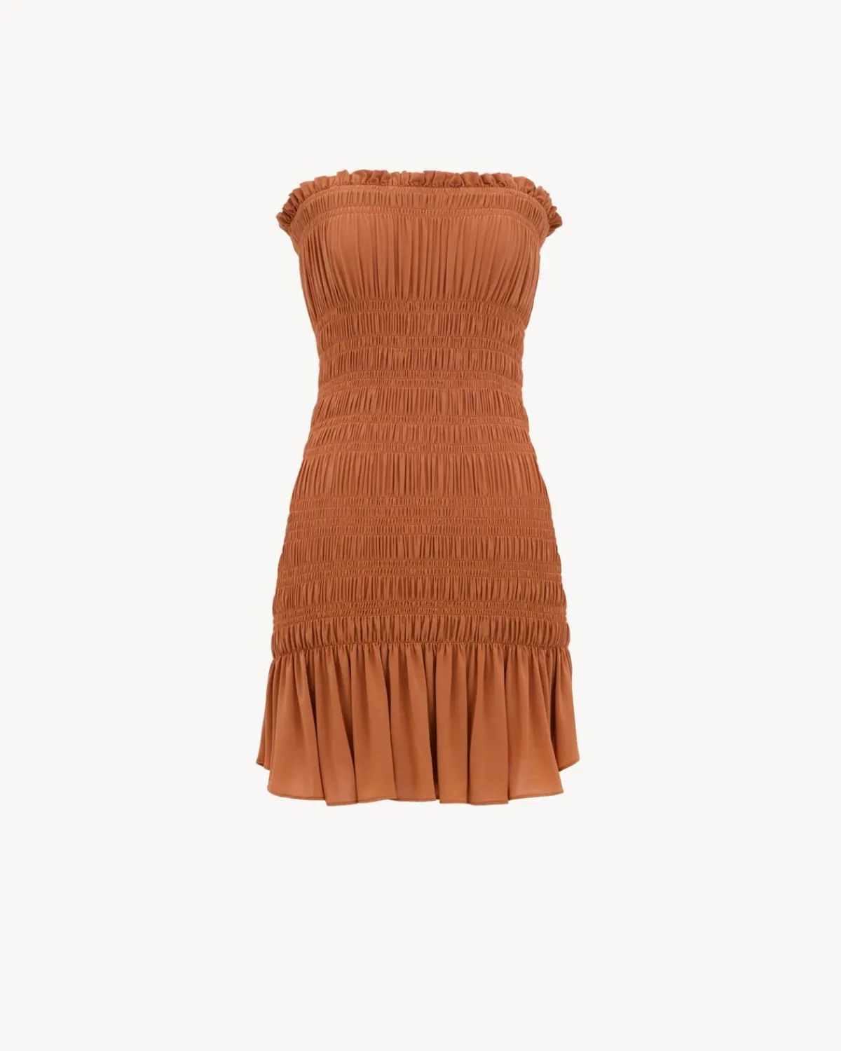 Saint Laurent Dresses And Skirts-smocked dress in stretch jersey ORANGE