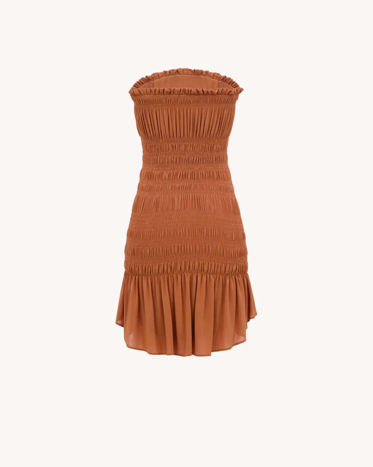 Saint Laurent Dresses And Skirts-smocked dress in stretch jersey ORANGE