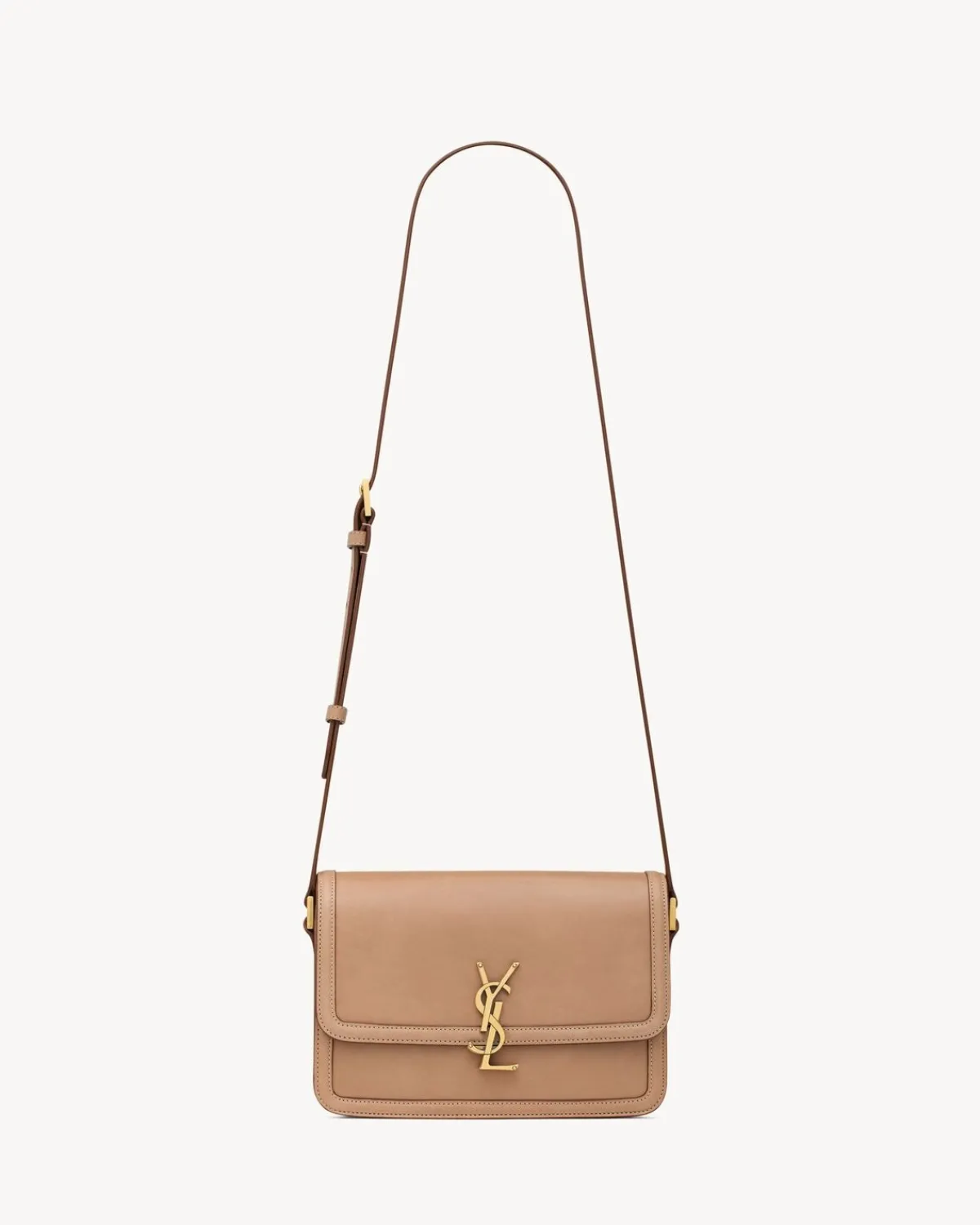 Saint Laurent Messengers-SOLFERINO MEDIUM SATCHEL IN VEGETABLE-TANNED LEATHER BROWNGOLD