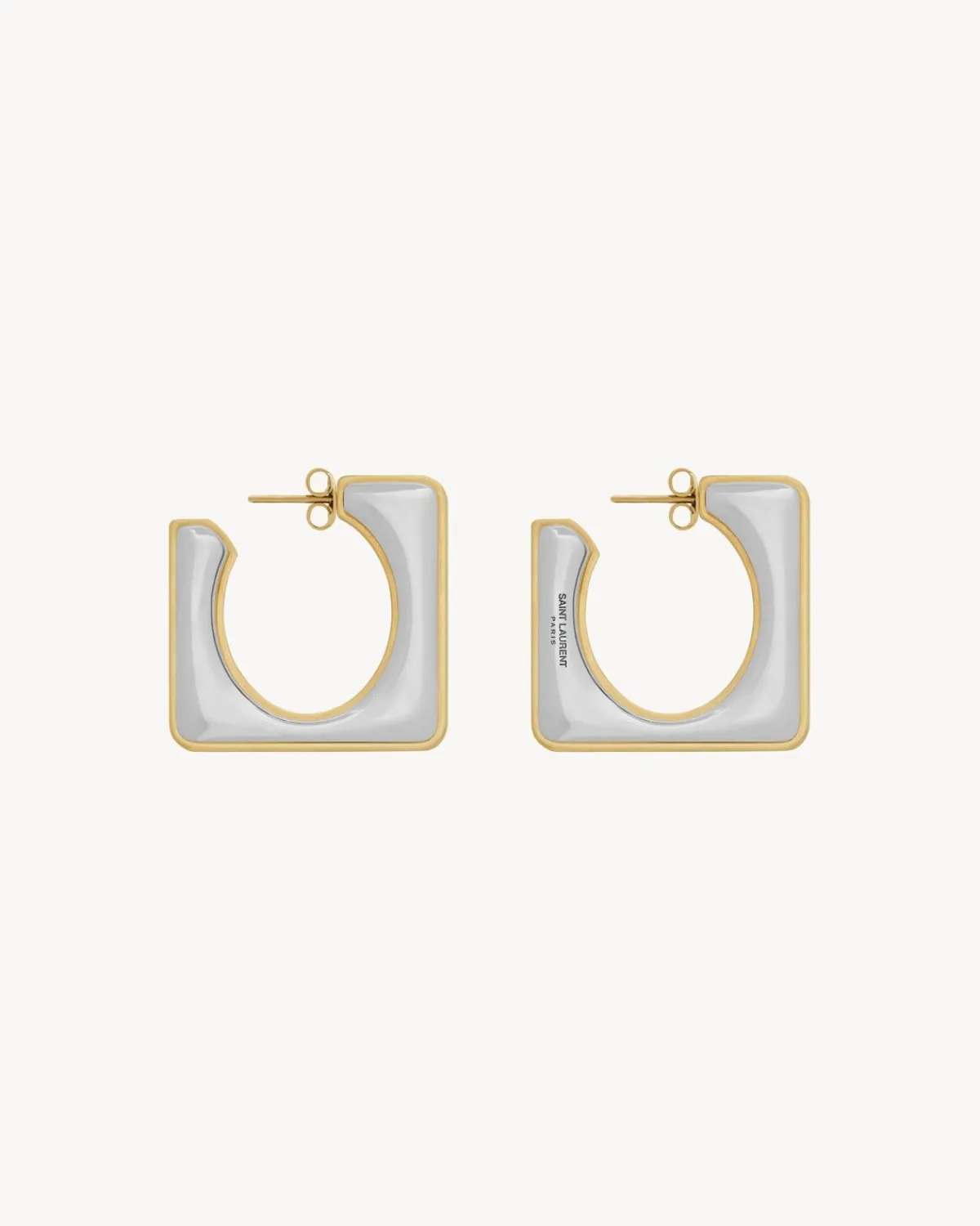 Saint Laurent Earrings And Necklaces-split square hoop earrings in metal PALLADIUMANDGOLD