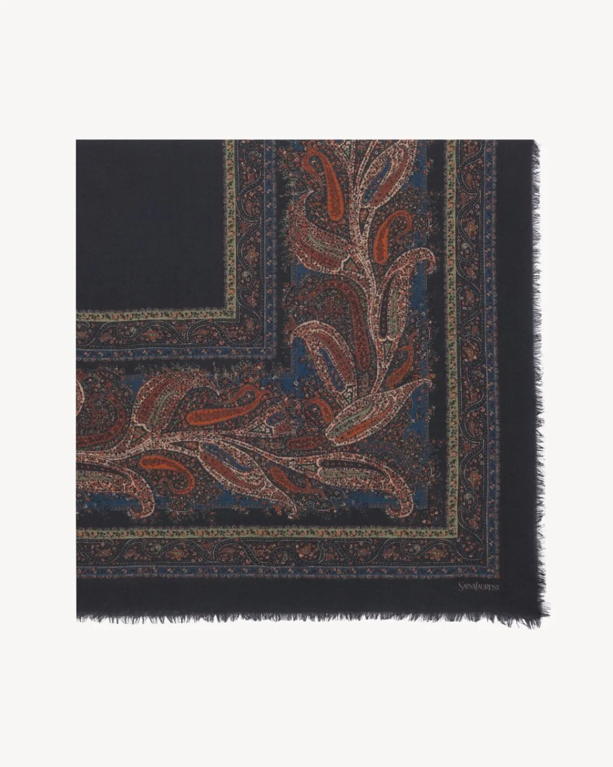 Saint Laurent Scarves And Silk-square scarf in paisley cashmere twill MIDNIGHTBLUEANDMULTICOLOR