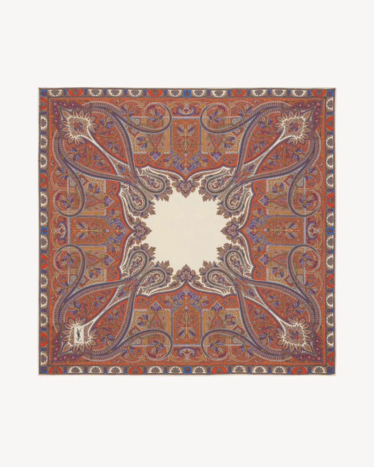 Saint Laurent Scarves And Silk-square scarf in paisley silk twill REDANDMULTICOLOR