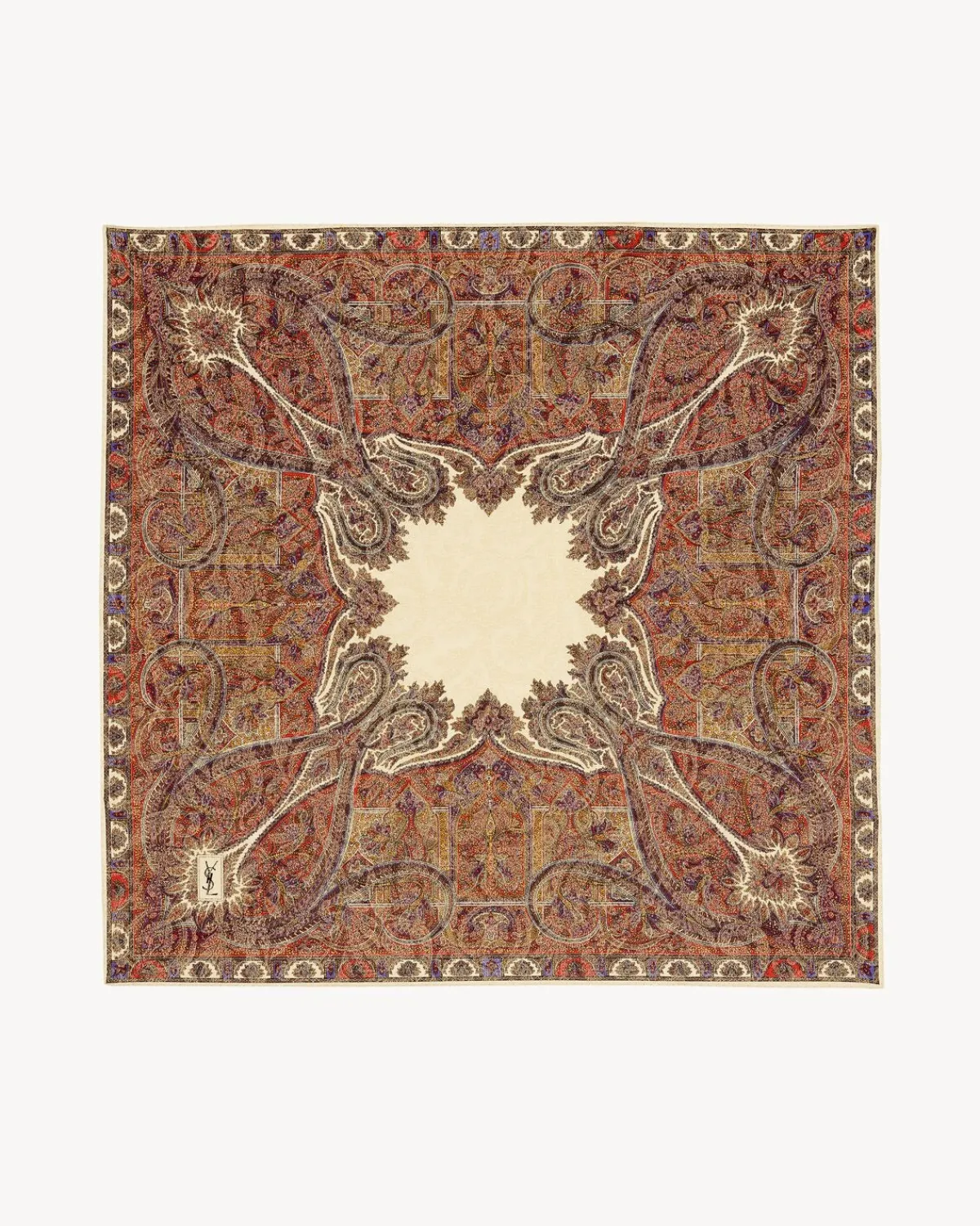 Saint Laurent Scarves And Silk-square scarf in vintage paisley jacquard REDANDMULTICOLOR