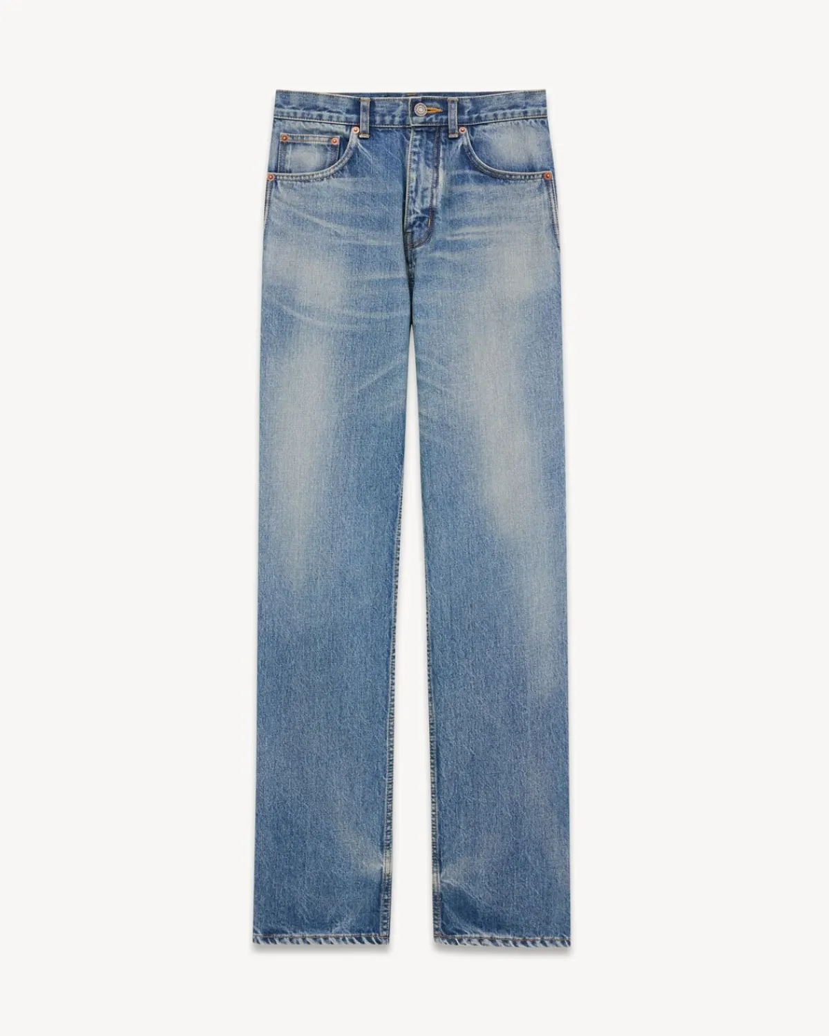 Saint Laurent Denim-Straight Jeans in Benjamin Blue Denim BENJAMINBLUE