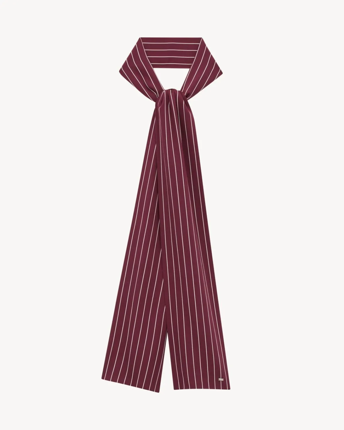 Saint Laurent Other Accessories-striped lavallière in viscose BURGUNDYANDIVORY