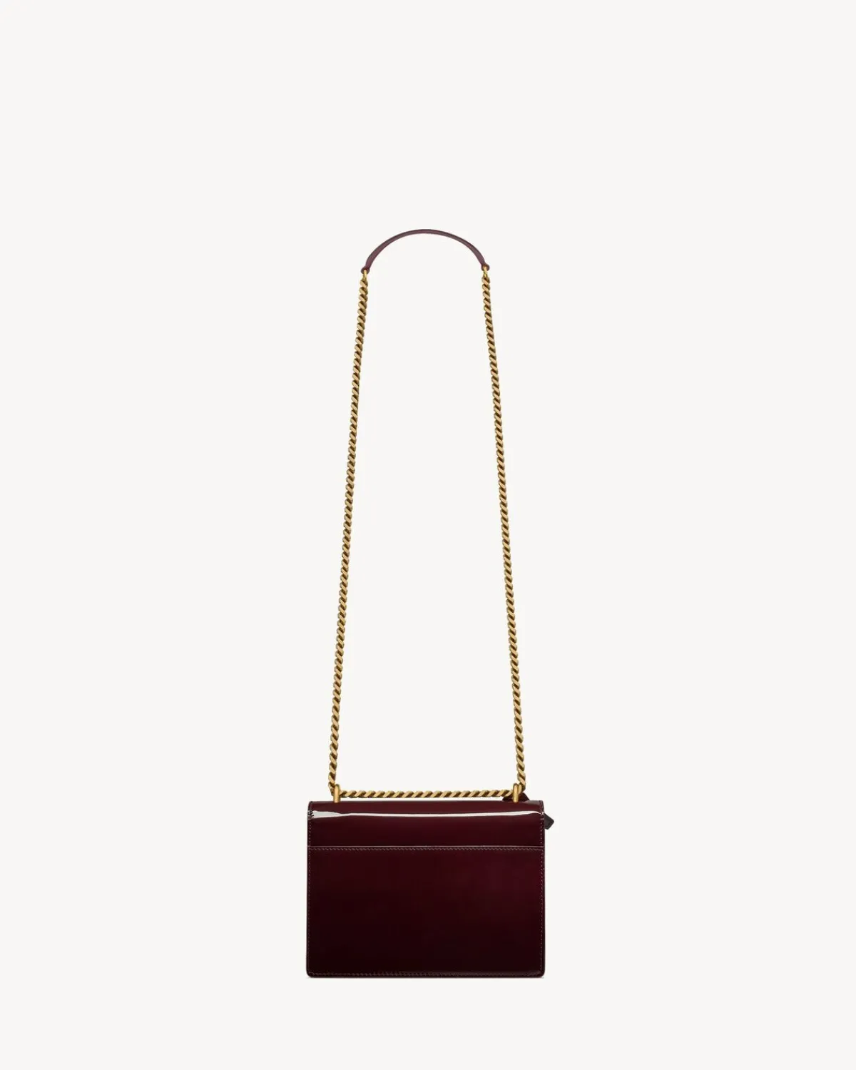 Saint Laurent Shoulder Bags-SUNSET small in patent leather DARKREDWINE