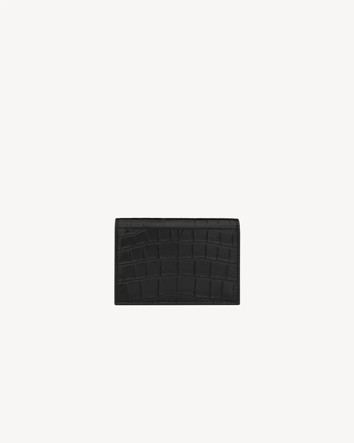 Saint Laurent Card Cases-TINY CASSANDRE BUSINESS CARD CASE IN CROCODILE-EMBOSSED LEATHER BLACK